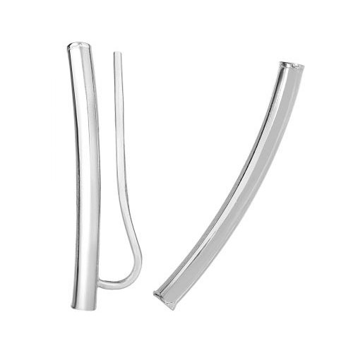 14k White Gold Curved Tube Ear Climber Earrings