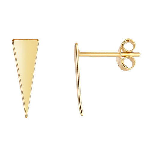 14k Yellow Gold Triangle Ear Climber Stud Earrings