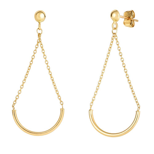14k Yellow Gold Cable Link Half Circle Drop Dangle Earrings