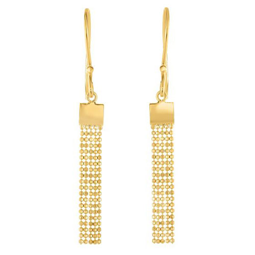 14k Yellow Gold Tassel Wire Earrings 0735RE Joy Jewelers