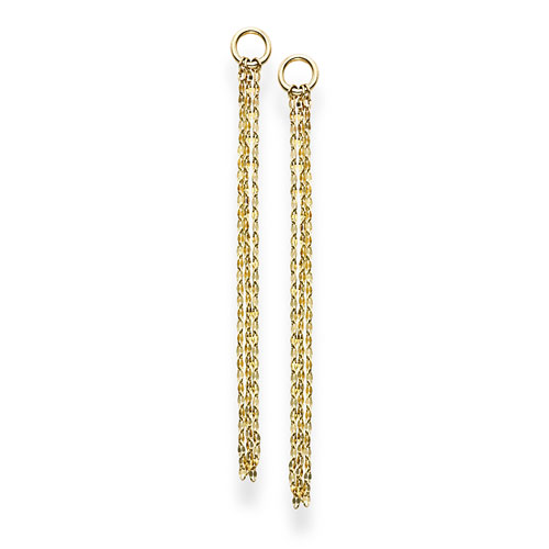 14k Yellow Gold Italian Multi Strand Chain Drop Earrings