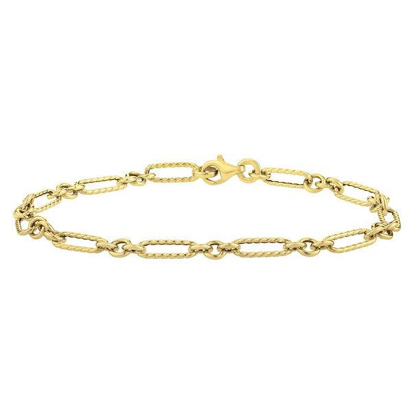 Phillip Gavriel 14k Yellow Gold Slender Italian Cable Twist Figaro Bracelet 7in