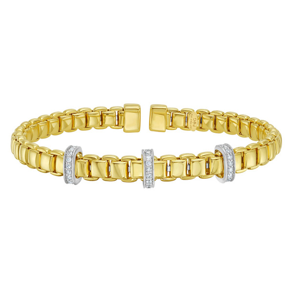 Phillip Gavriel 14k Yellow Gold Venetian Diamond Bar Bangle Bracelet