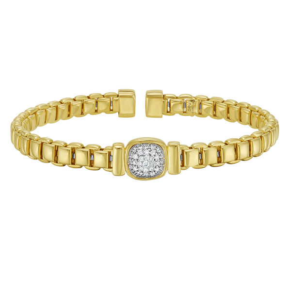 Phillip Gavriel 14k Yellow Gold .32 ct Diamond Venetian Cuff Bangle Bracelet