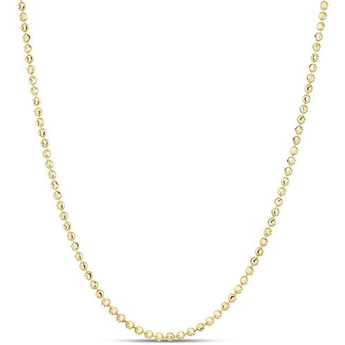 14k Yellow Gold 24in Moon-cut Bead Chain 2mm