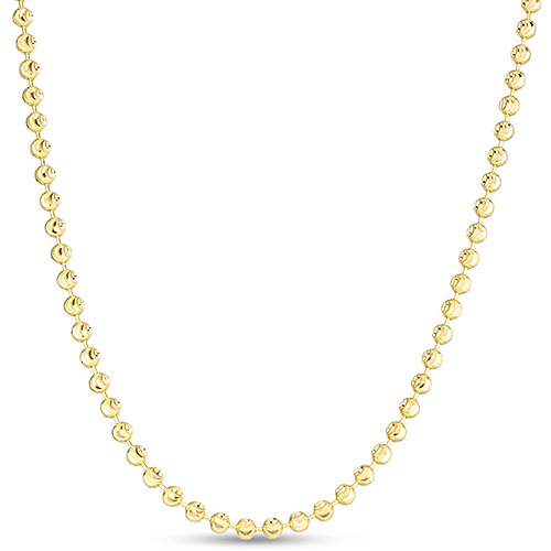 14k Yellow Gold 18in Moon-cut Bead Chain 3mm