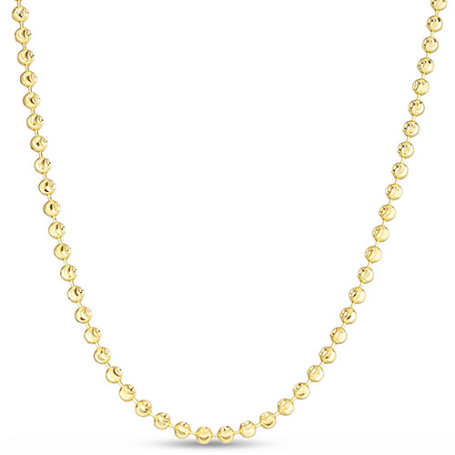 14k Yellow Gold 20in Moon-cut Bead Chain 4mm