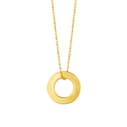 14k Yellow Gold Petite Open Circle Necklace