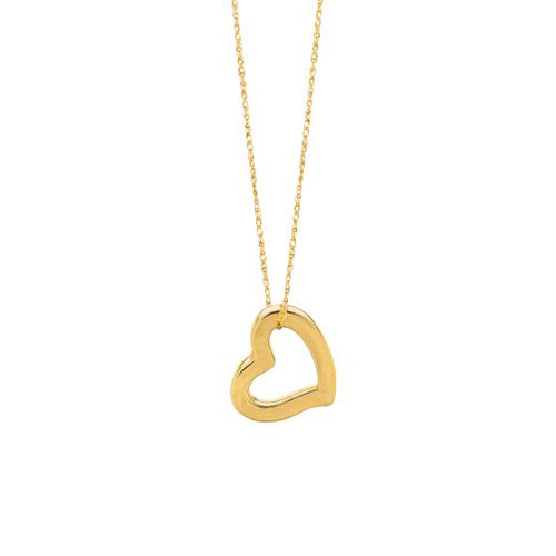 14k Yellow Gold Petite Open Heart Necklace
