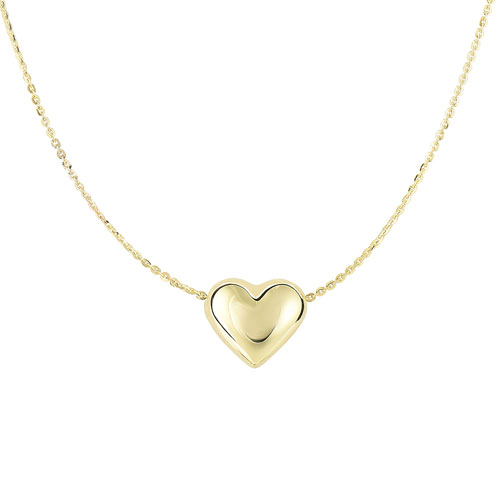 14k Yellow Gold Puffed Heart Necklace