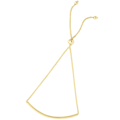 14k Yellow Gold Adjustable Bolo Curved Bar Bracelet