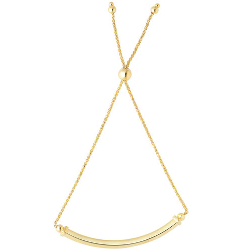 14k Yellow Gold Adjustable Bolo Beveled Bar Bracelet