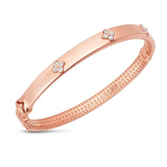 14k Rose Gold Trilogy .30 ct Diamond Clover Bracelet