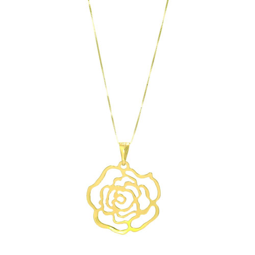 14k Yellow Gold Rose Silhouette Necklace