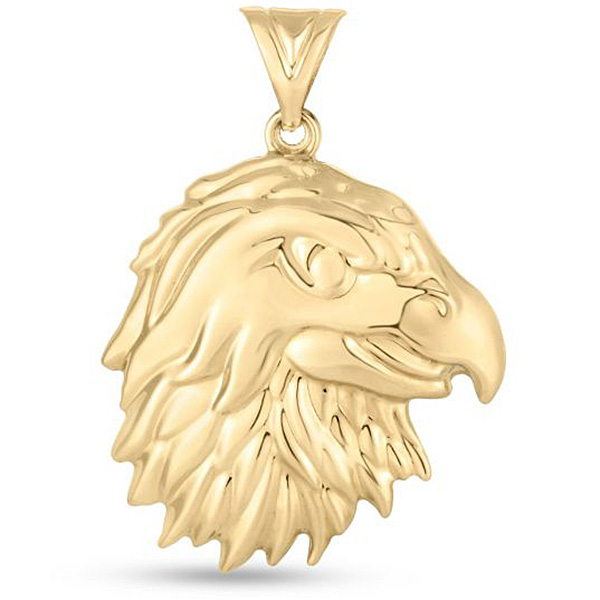 14k Yellow Gold Eagle Head Pendant 1 3/8in