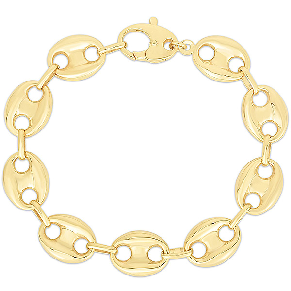 14k Yellow Gold Puffed Mariner Link Bracelet 7.75in