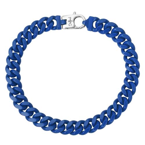 Phillip Gavriel Sterling Silver Men's Blue Curb Link Bracelet
