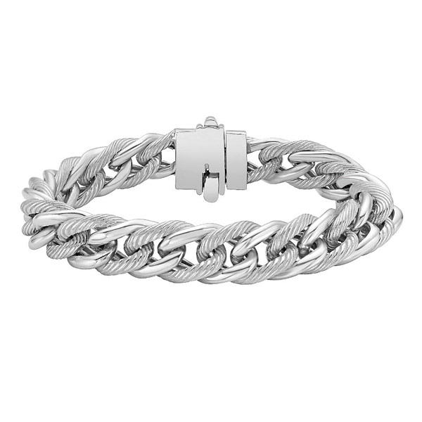 Phillip Gavriel Sterling Silver Men's Textured Curb Link Bracelet 8.5in