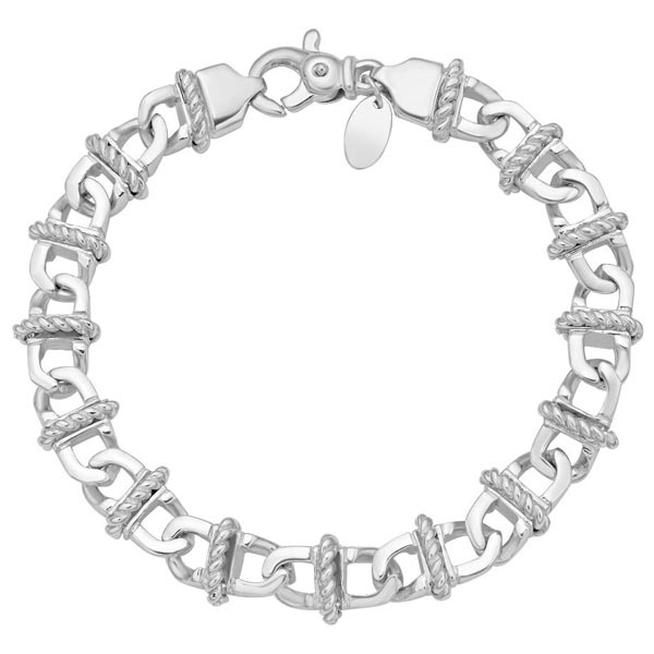 Phillip Gavriel Sterling Silver Men's Wrapped Rope Anchor Link Bracelet