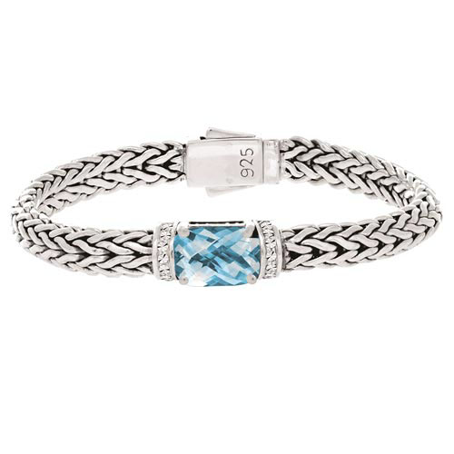 Phillip Gavriel Sterling Silver Blue Topaz White Sapphire Bracelet