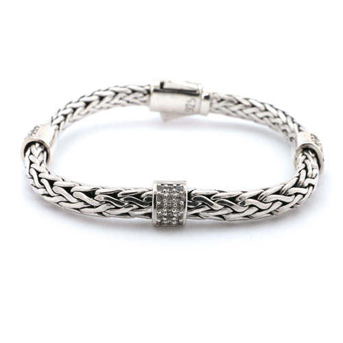 Phillip Gavriel Sterling Silver White Sapphire Station Bracelet 7.25in