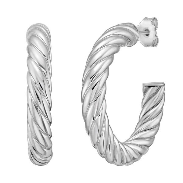 Phillip Gavriel Sterling Silver Classic Cable Open Hoop Earrings