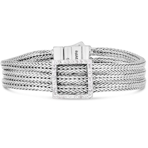 Phillip Gavriel Sterling Silver Dutchess White Sapphire Woven Bracelet