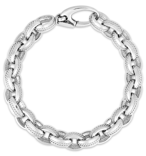 Phillip Gavriel Sterling Silver Men\'s Cable Inlay Rolo Chain Link Bracelet  JJPGRC13707-0850