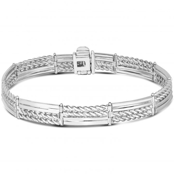 Phillip Gavriel Sterling Silver Rectangle Cable and Bar Bracelet 8in