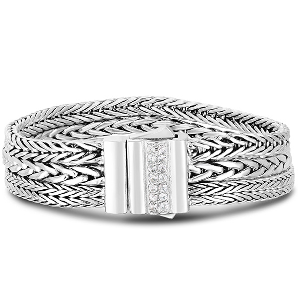 Phillip Gavriel Sterling Silver .22 ct tw White Sapphire Multi-Strand Link Bracelet