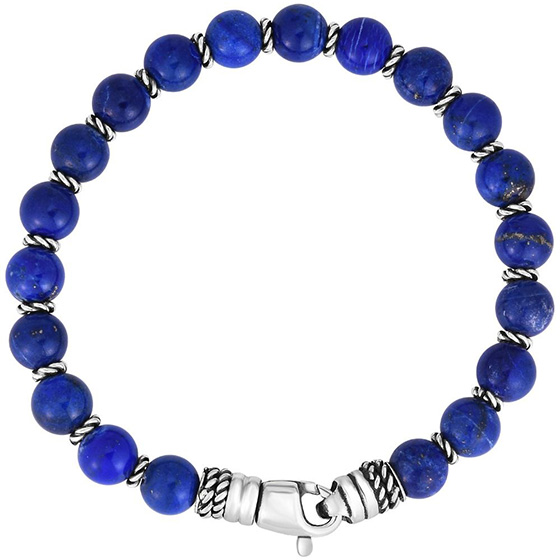 Phillip Gavriel Sterling Silver Men's Blue Lapis Bead Bracelet