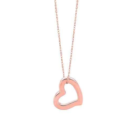 14k Rose Gold Petite Open Heart Necklace