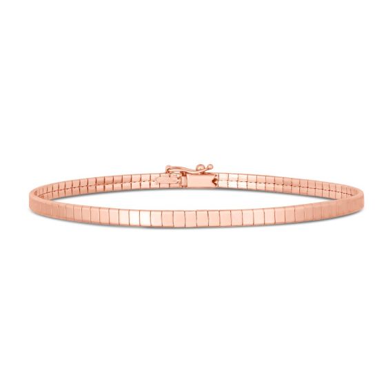 14k Rose Gold Brick Pattern Omega Bracelet 7in