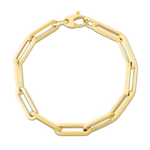 14k Yellow Gold Oval Paper Clip Bracelet 7.5in