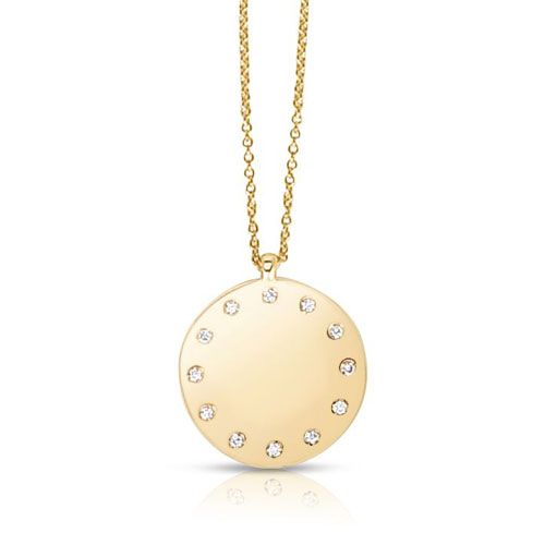 14k Yellow Gold Small .06 ct tw Diamond Dial Necklace