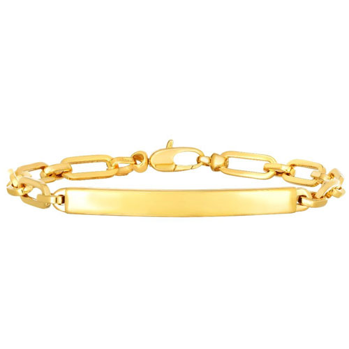 14k Yellow Gold Paper Clip Chain ID Bracelet 7in