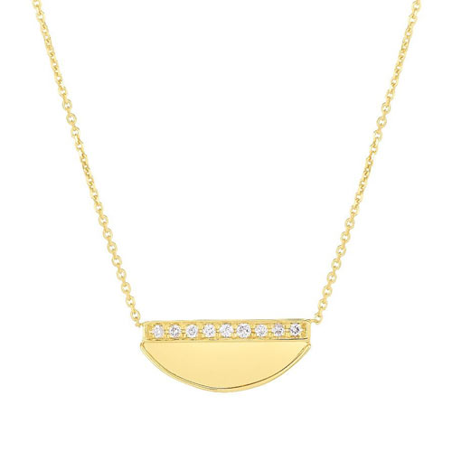 14k Yellow Gold 1/10 ct tw Diamond Half Moon Necklace
