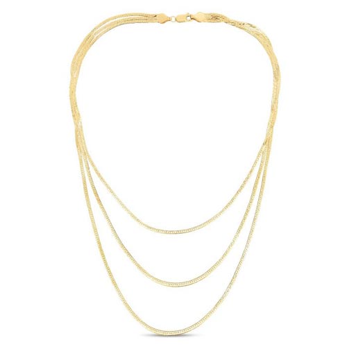 14k Yellow Gold Three Strand Herringbone Necklace