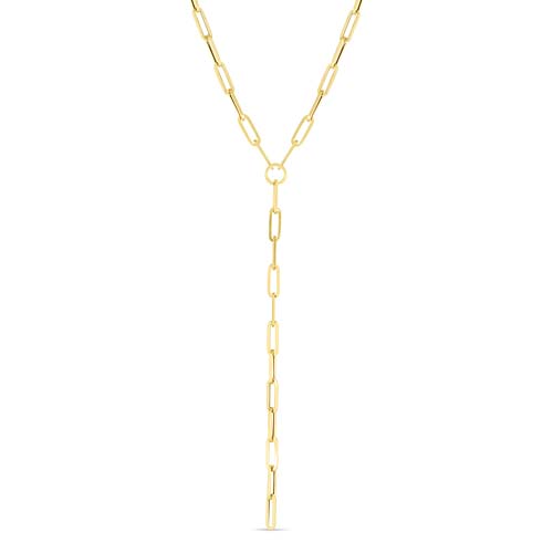 14k Yellow Gold Lariat Paper Clip Y-Necklace