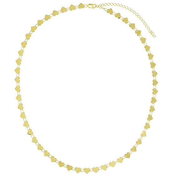 14k Yellow Gold Heart Mirrored Chain Necklace