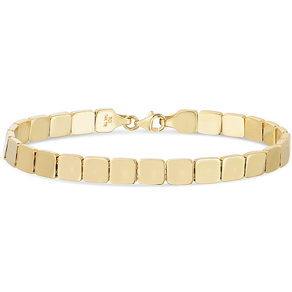 14k Yellow Gold Square Link Bracelet 7in