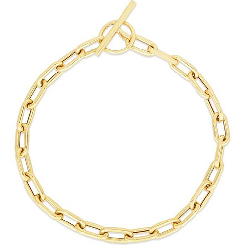 14k Yellow Gold Paper Clip Toggle Bracelet 7.5in