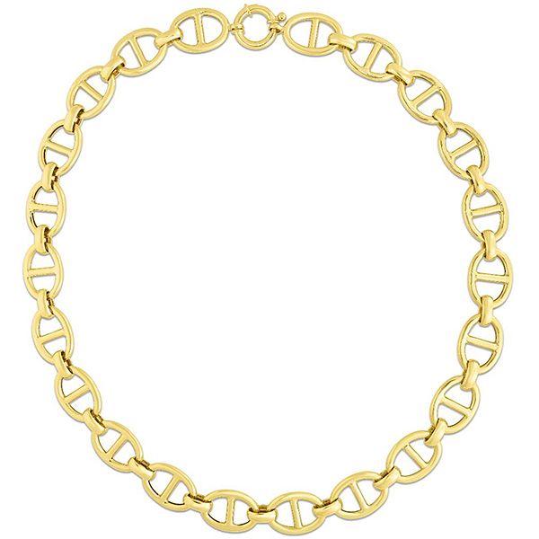 14k Yellow Gold Wide Mariner Link Chain Necklace 18.5in