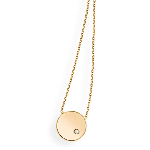 14k Yellow Gold .008 ct Diamond SOHO Disc Necklace