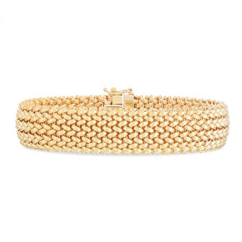 14k Yellow Gold Mesh Rice Bracelet 7in
