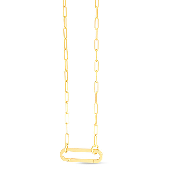 14k Yellow Gold Long Link Push-lock Paperclip Necklace