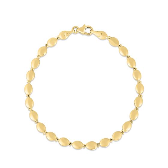 14k Yellow Gold Pebble Bead Bracelet 7in