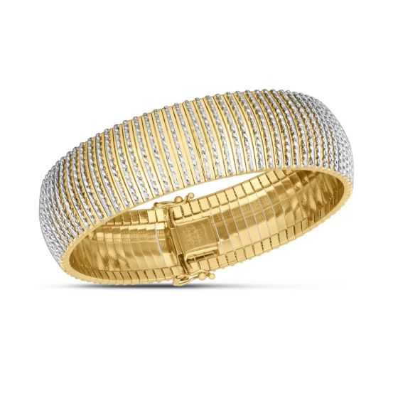 14k Yellow Gold Wide Diamante Flexible Bracelet 7in