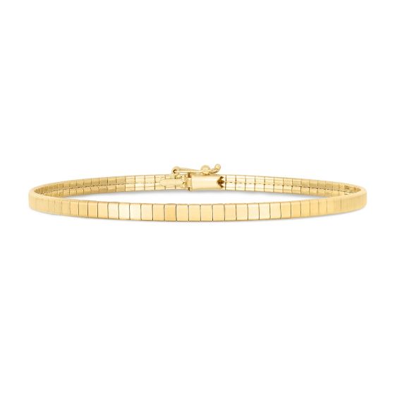 14k Yellow Gold Brick Pattern Omega Bracelet