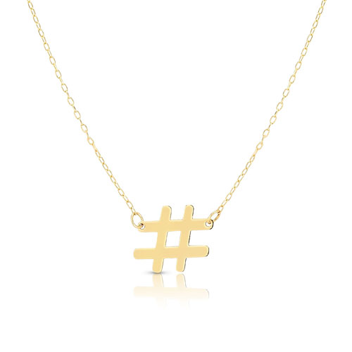 14k Yellow Gold Hashtag Necklace